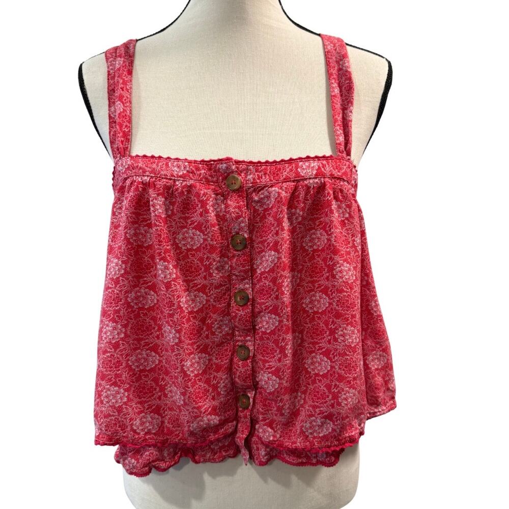 Free People Women’s Red floral Cropped Tank Top Size M